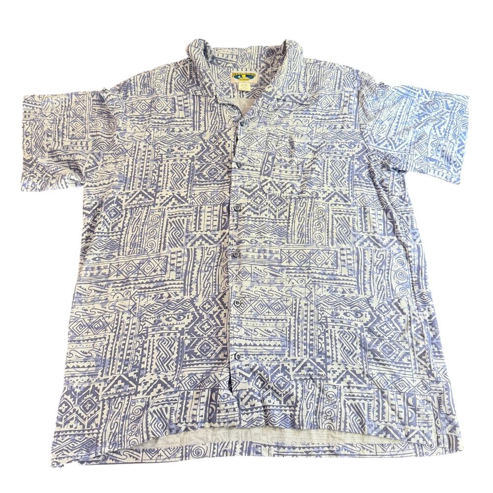 Bermuda casuals haband blue Hawaiian button down shirt XXL 18E mens